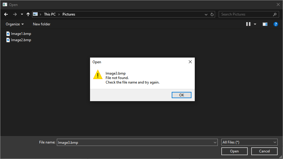 Error dialog
