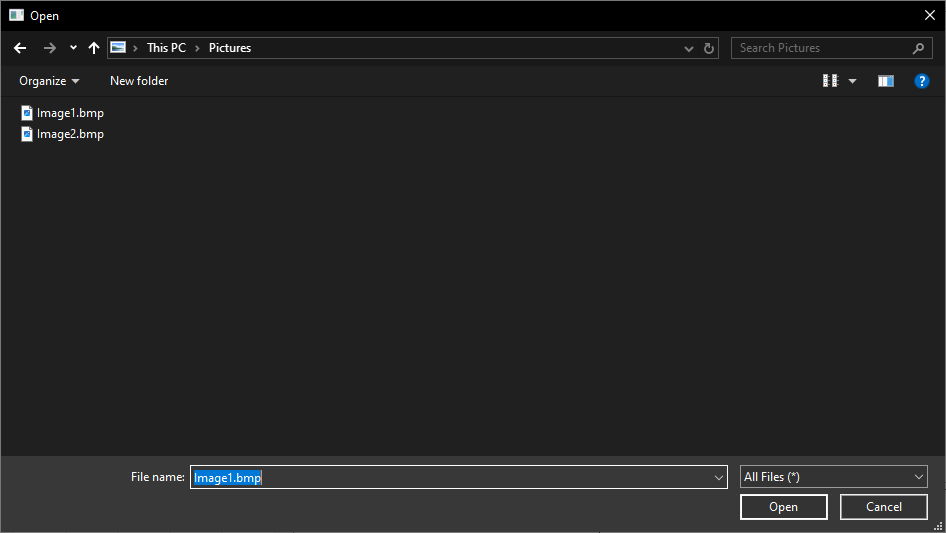 Open File dialog with path